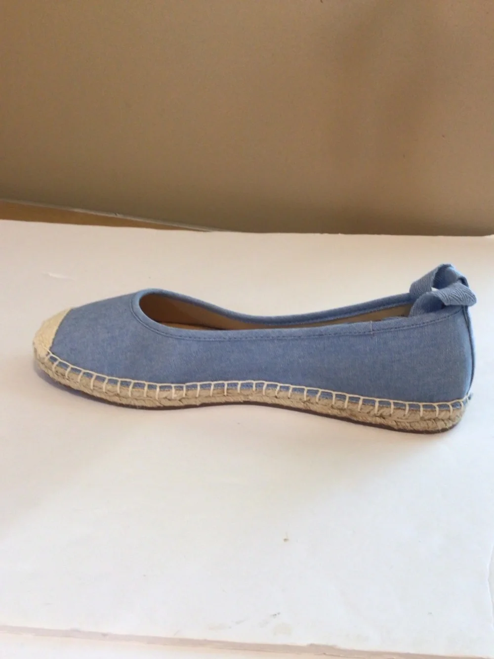 Talbots Izzy Denim Espadrilles Size 8 M Blue Lace Ups Coastal Summer European